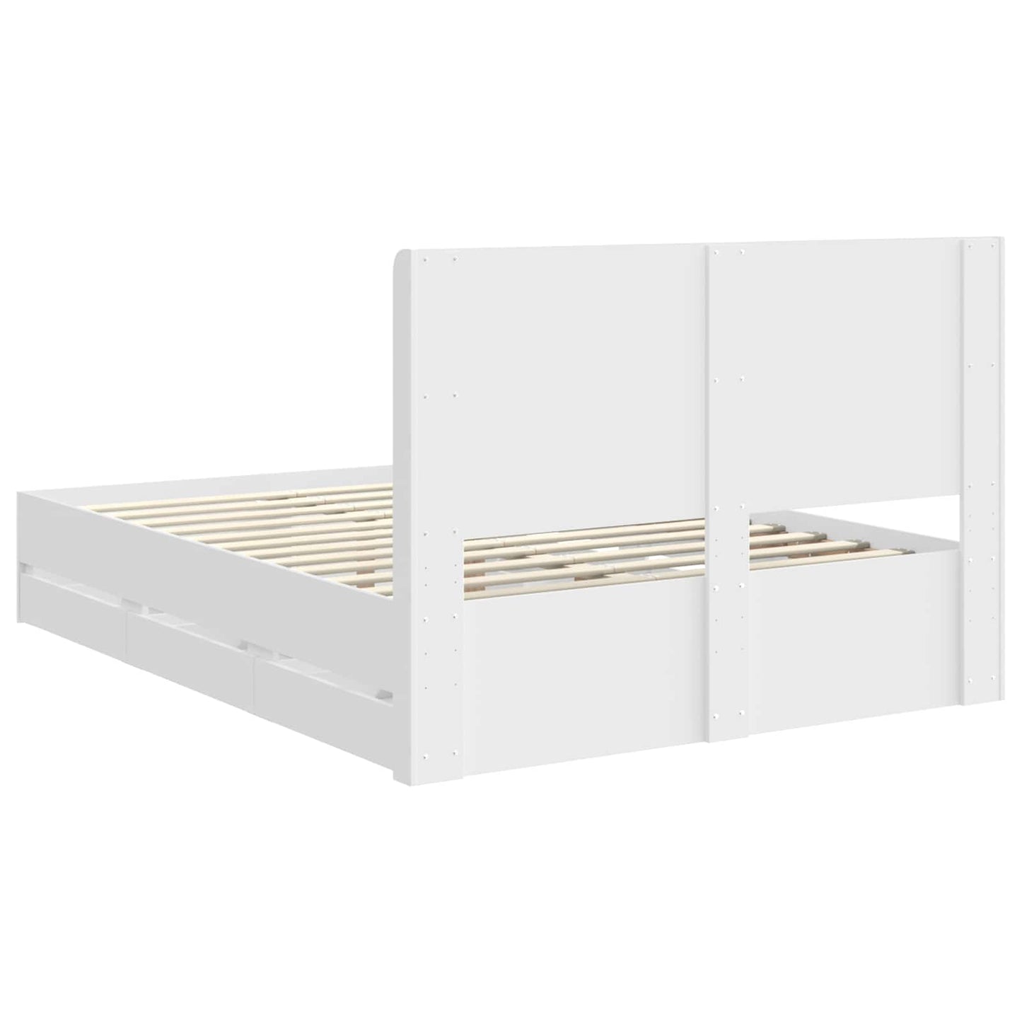 vidaXL Bed Frame with Storage and Headboard White 140 x 190 cm