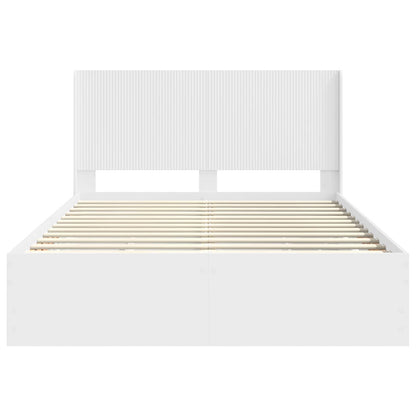 vidaXL Bed Frame with Storage and Headboard White 140 x 190 cm