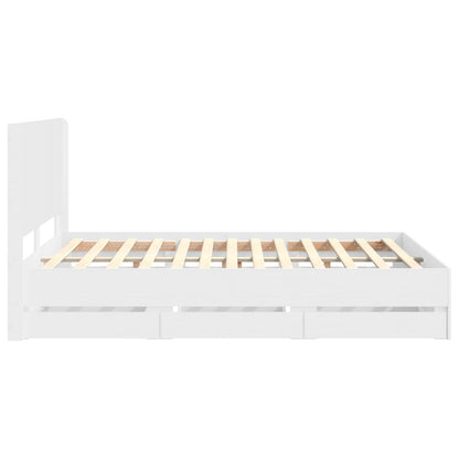 vidaXL Bed Frame with Storage and Headboard White 140 x 190 cm
