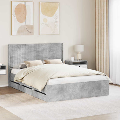 vidaXL Bed Frame with Storage and Headboard Concrete Grey 140 x 190 cm