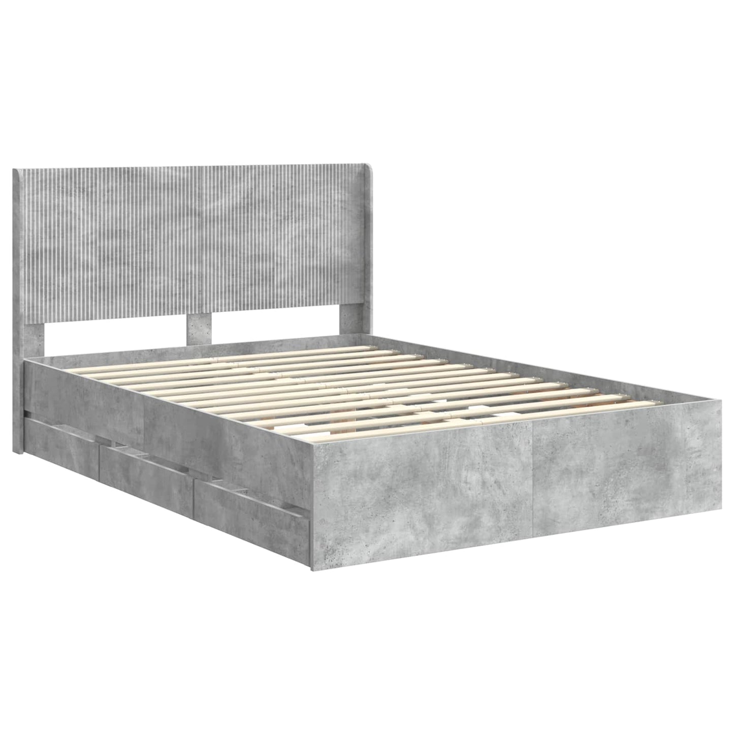 vidaXL Bed Frame with Storage and Headboard Concrete Grey 140 x 190 cm