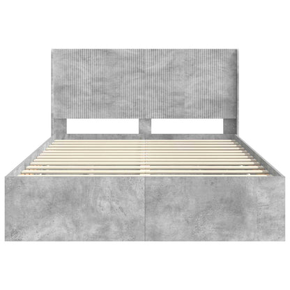 vidaXL Bed Frame with Storage and Headboard Concrete Grey 140 x 190 cm