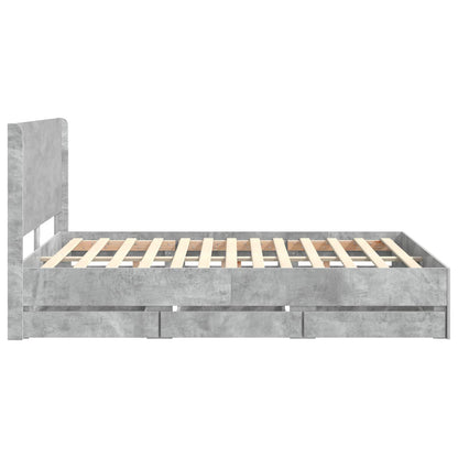 vidaXL Bed Frame with Storage and Headboard Concrete Grey 140 x 190 cm