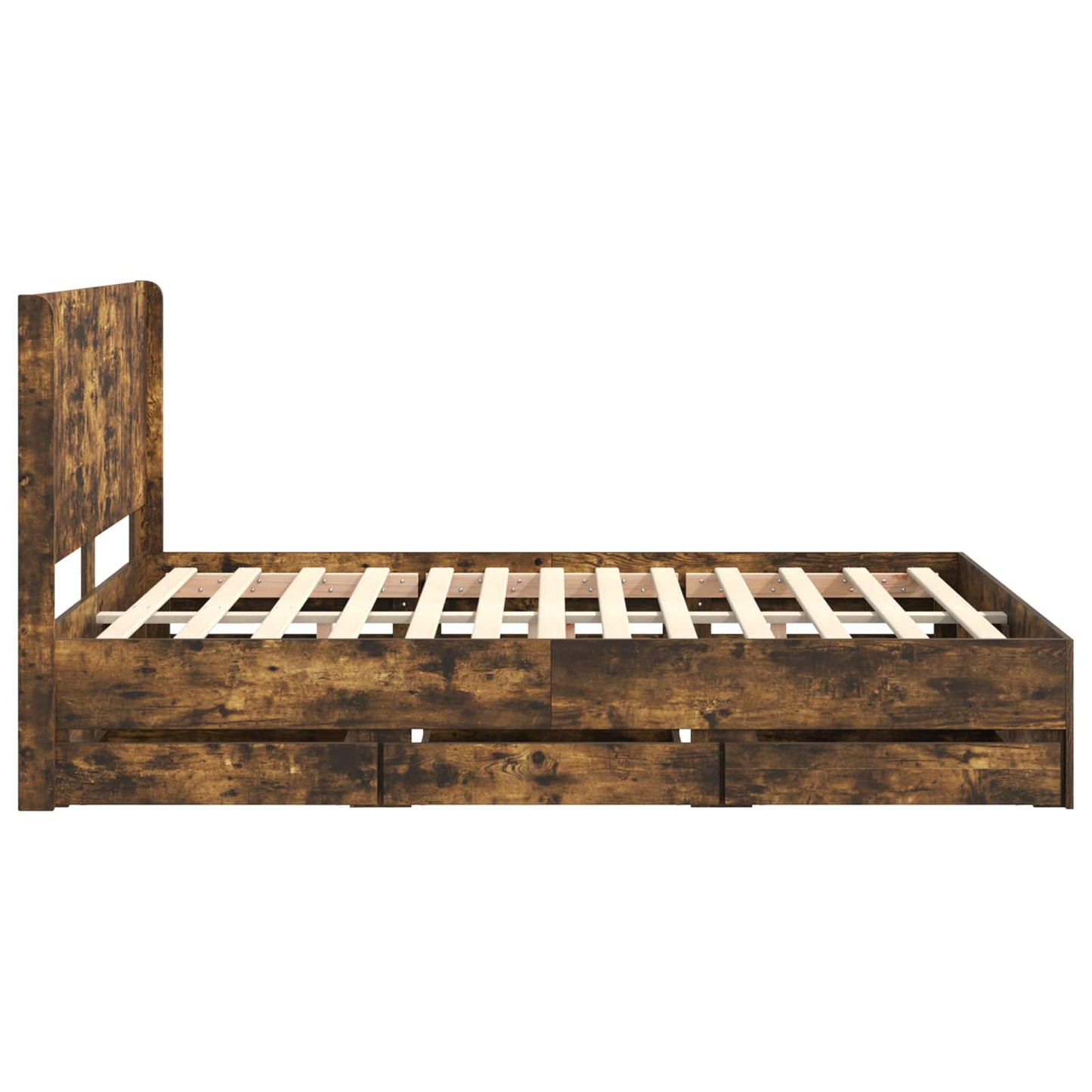 vidaXL Bed Frame with Storage and Headboard Smoked Oak 140 x 190 cm