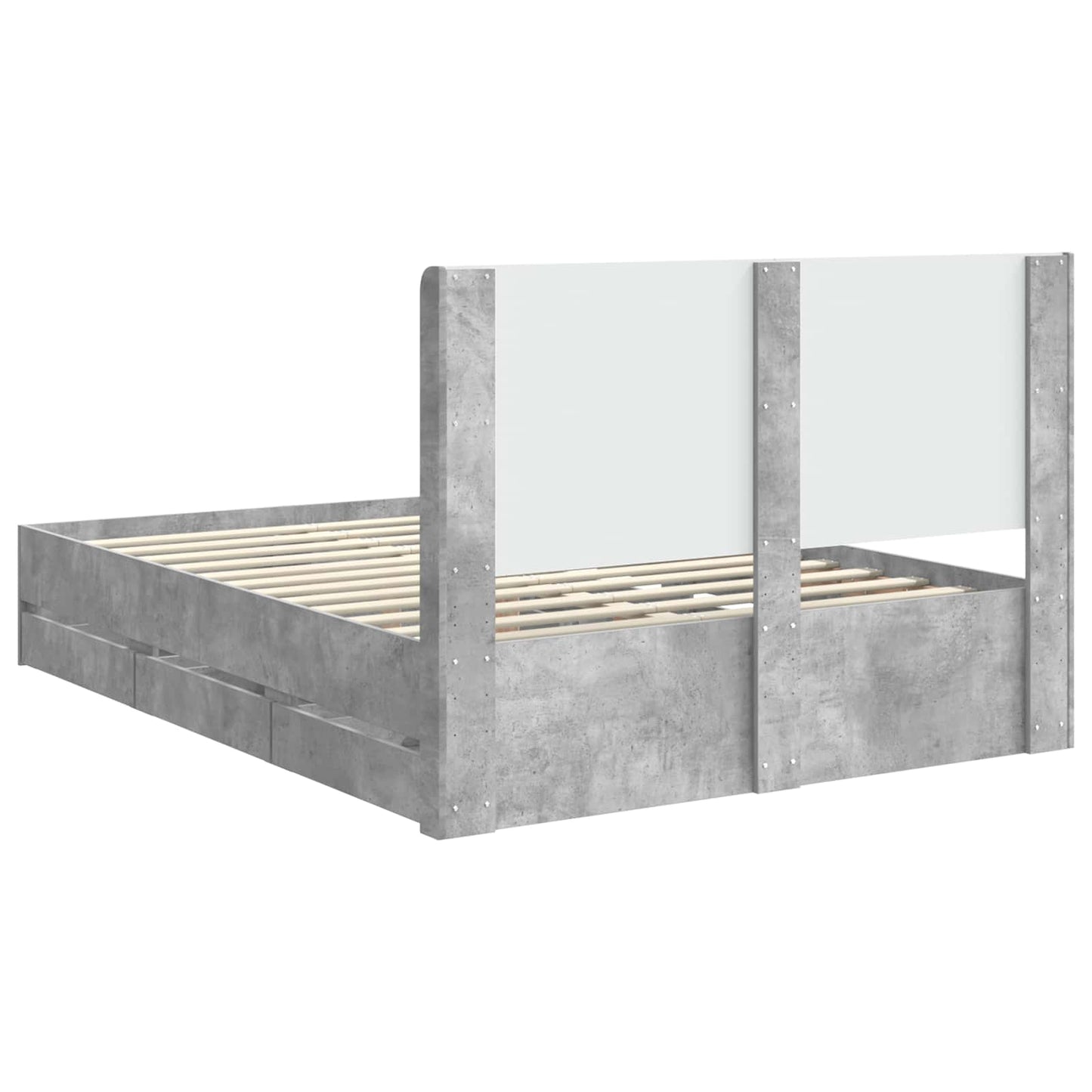 vidaXL Bed Frame with Storage and Headboard Concrete Grey 135 x 190 cm
