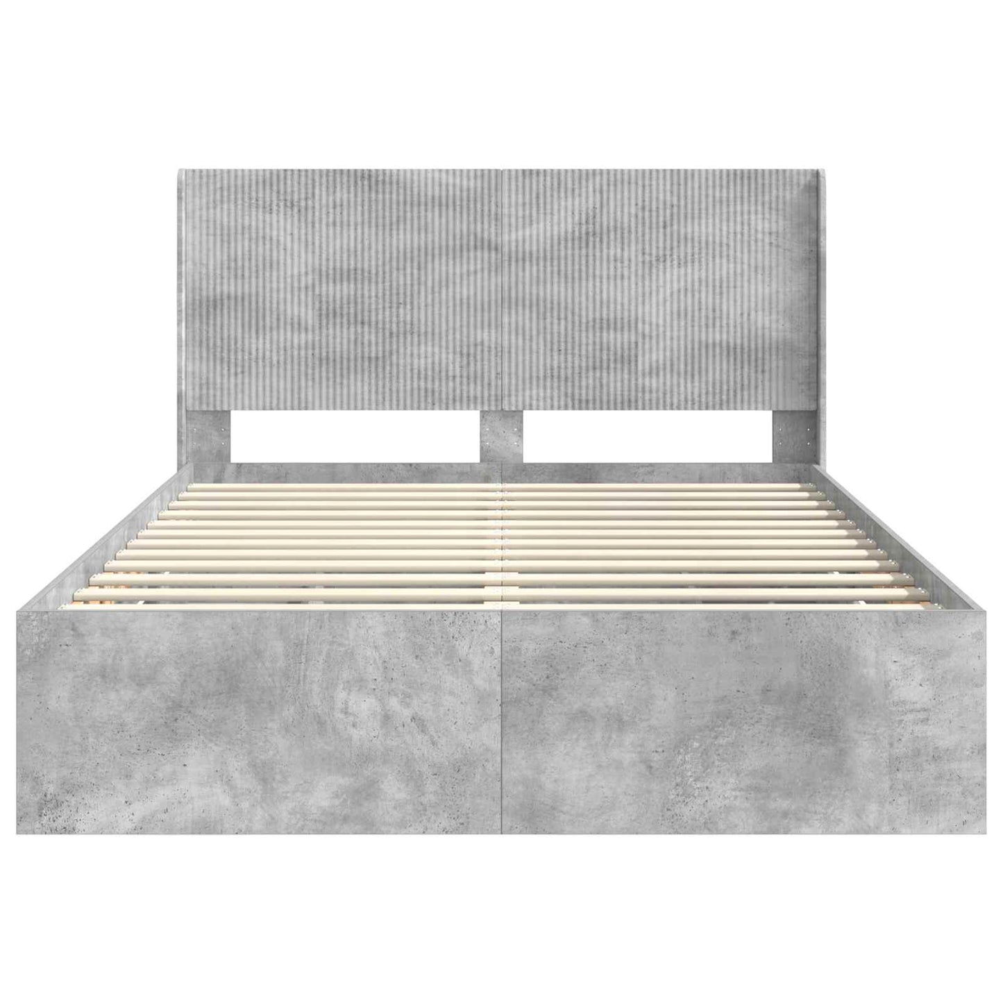 vidaXL Bed Frame with Storage and Headboard Concrete Grey 135 x 190 cm