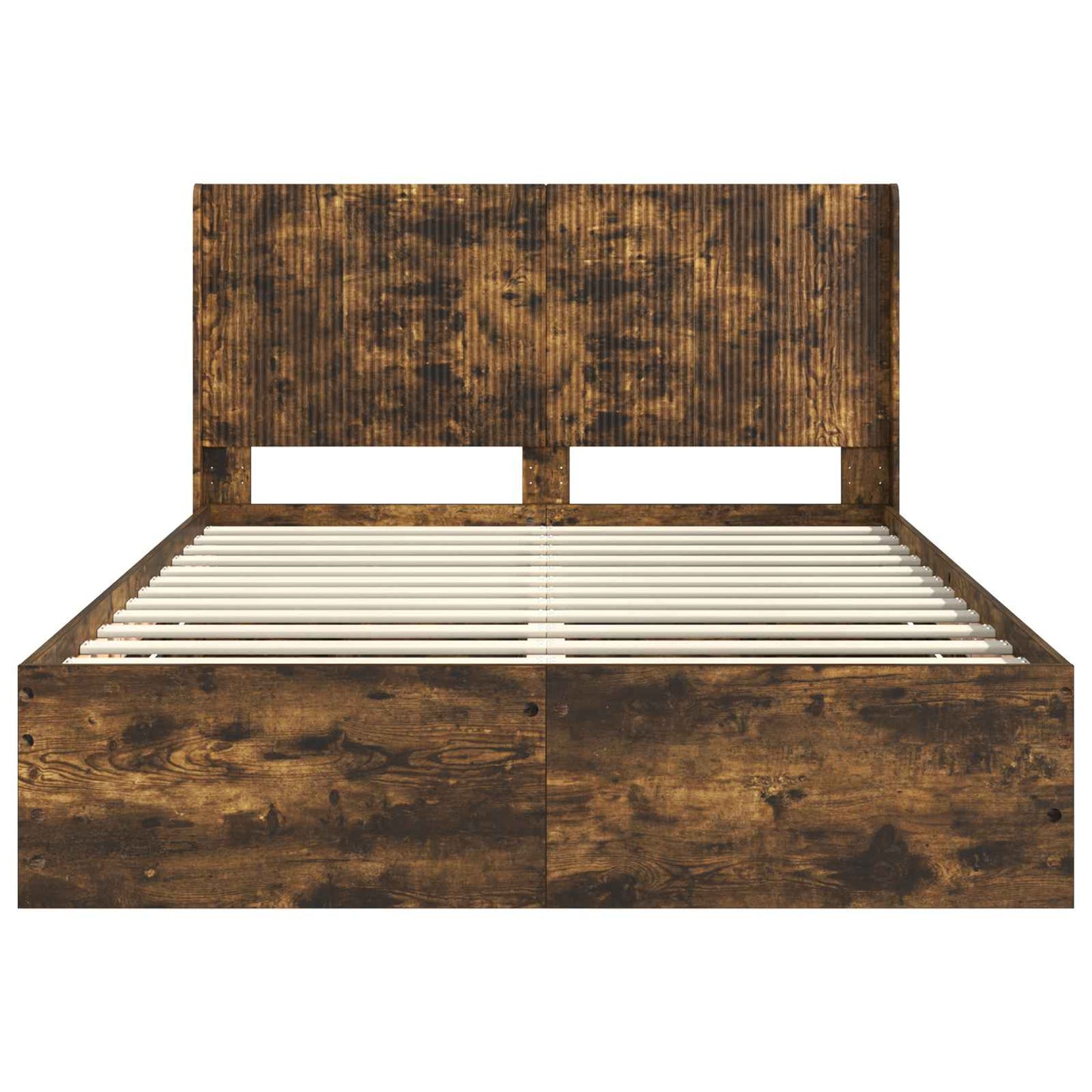 vidaXL Bed Frame with Storage and Headboard Smoked Oak 135 x 190 cm