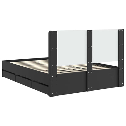 vidaXL Bed Frame with Storage and Headboard Black 120 x 190 cm