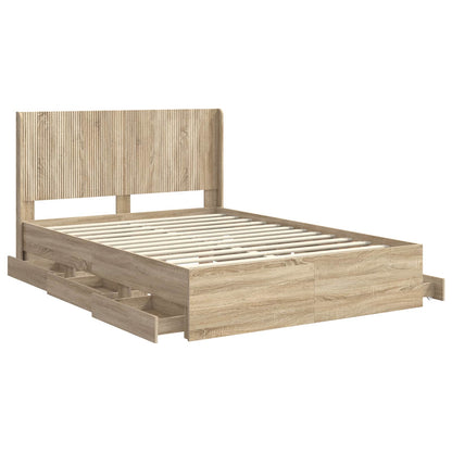 vidaXL Bed Frame with Storage and Headboard Sonoma Oak 120 x 190 cm