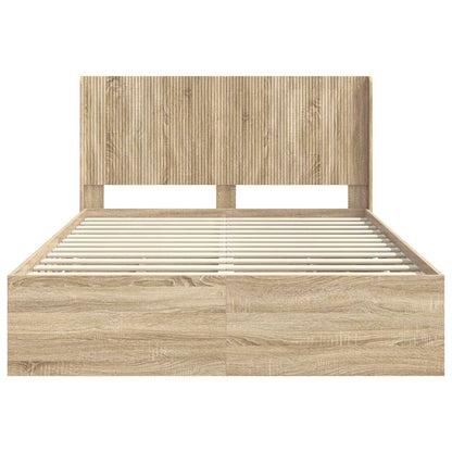 vidaXL Bed Frame with Storage and Headboard Sonoma Oak 120 x 190 cm
