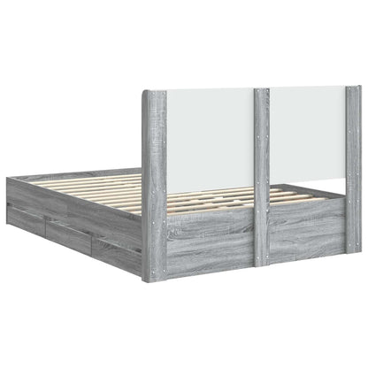 vidaXL Bed Frame with Storage and Headboard Grey Sonoma 120 x 190 cm