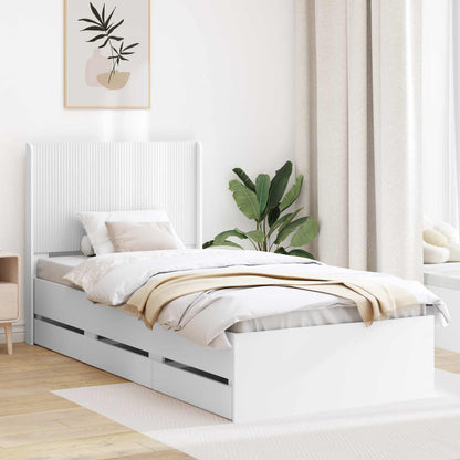 vidaXL Bed Frame with Storage and Headboard White 100 x 200 cm