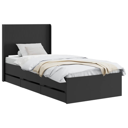 vidaXL Bed Frame with Storage and Headboard Black 100 x 200 cm