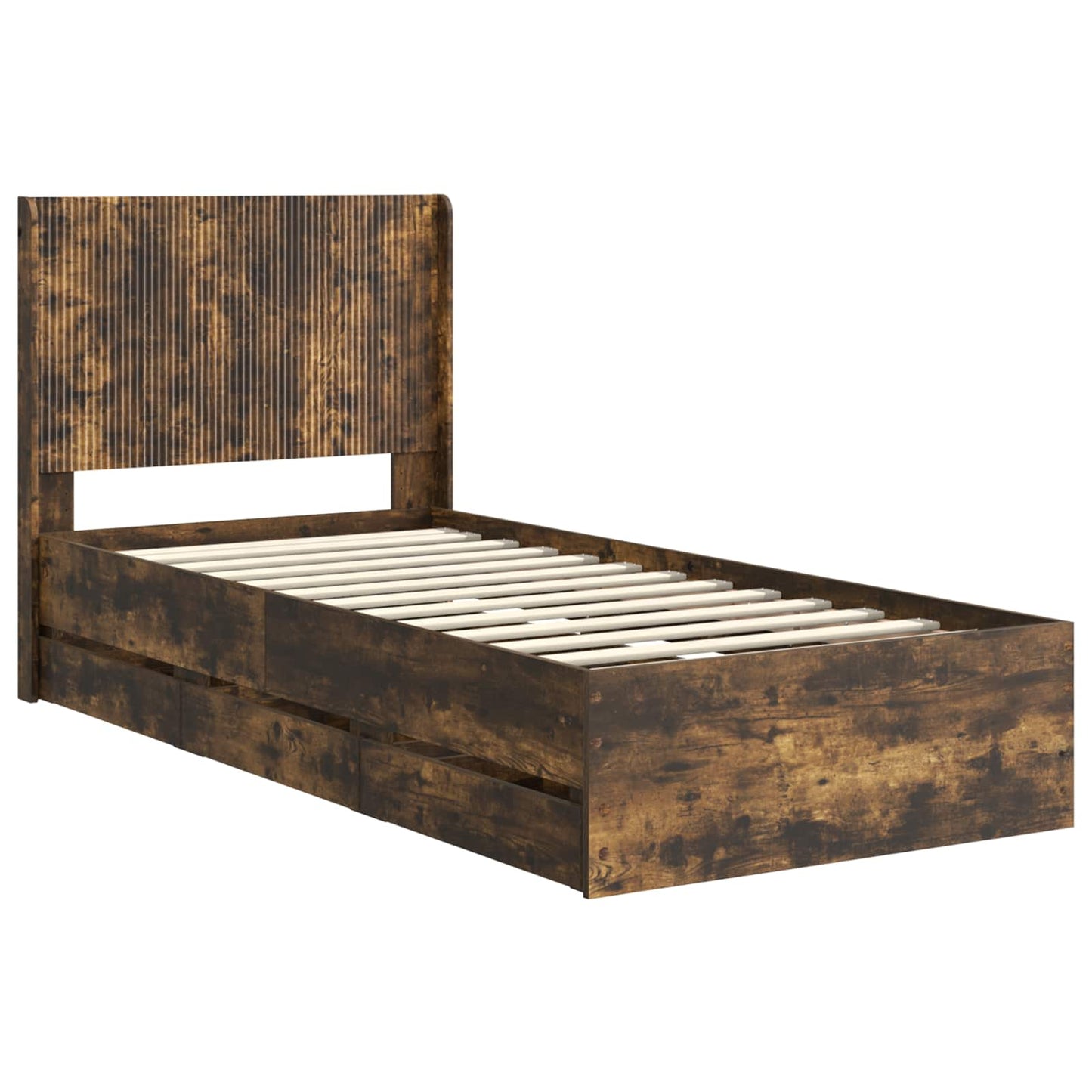 vidaXL Bed Frame with Storage and Headboard Smoked Oak 100 x 200 cm