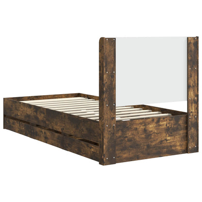 vidaXL Bed Frame with Storage and Headboard Smoked Oak 100 x 200 cm