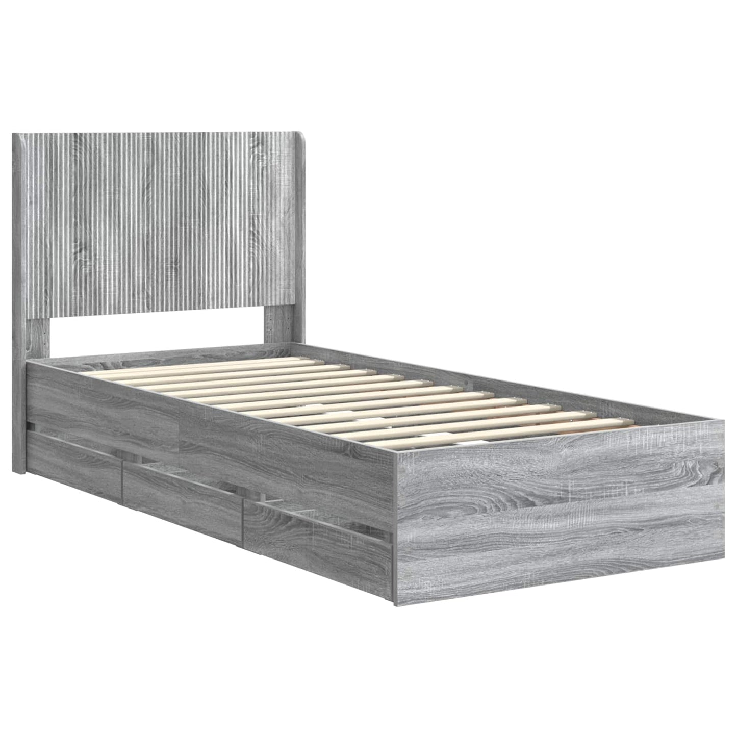 vidaXL Bed Frame with Storage and Headboard Grey Sonoma 100 x 200 cm