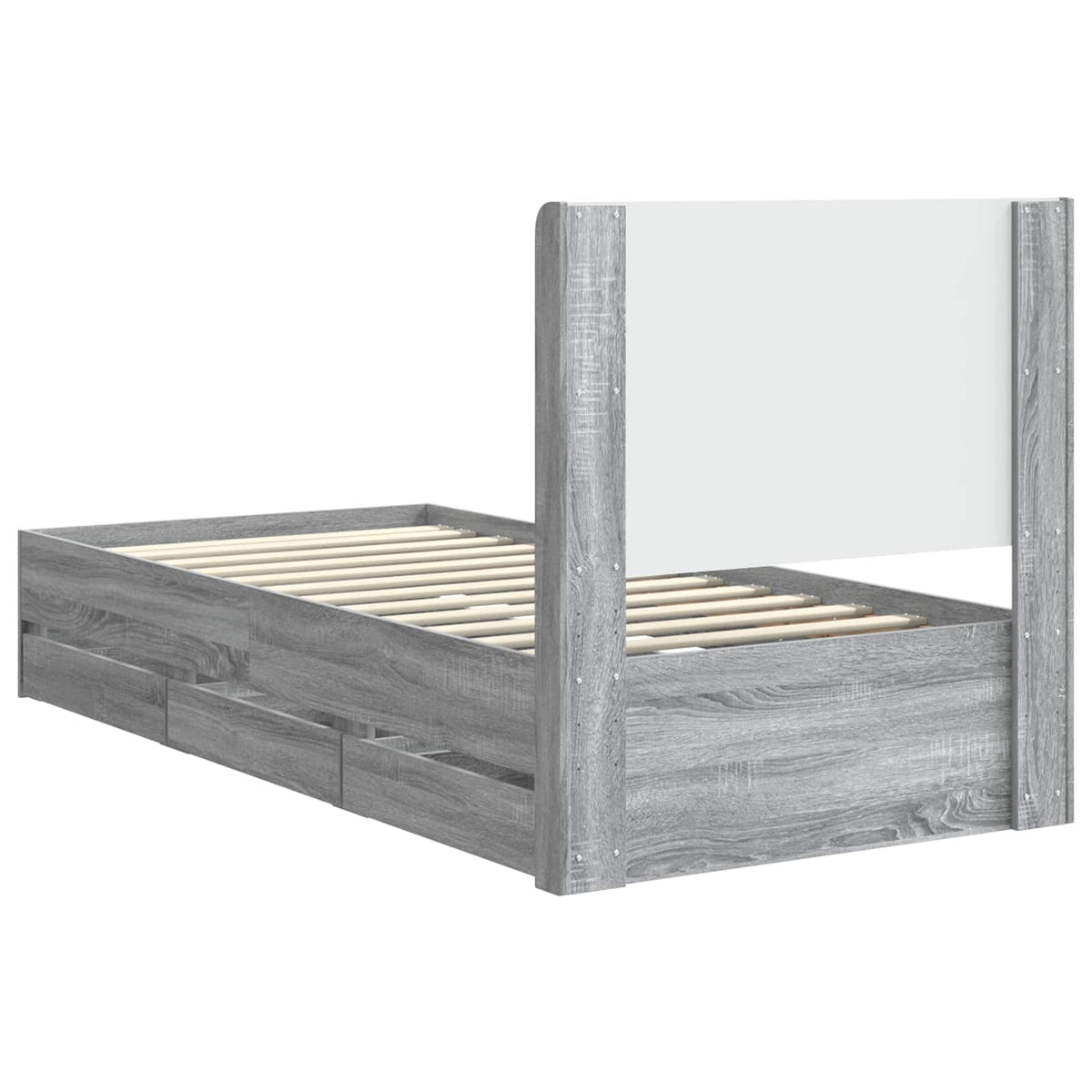 vidaXL Bed Frame with Storage and Headboard Grey Sonoma 100 x 200 cm
