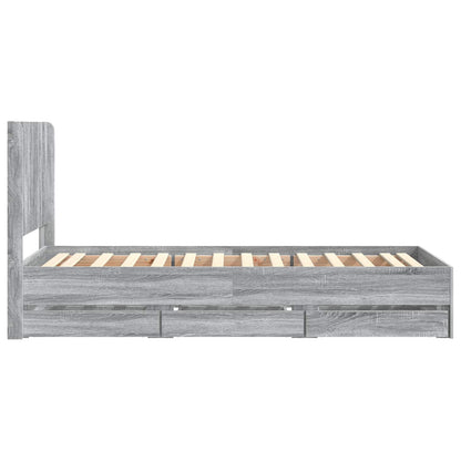 vidaXL Bed Frame with Storage and Headboard Grey Sonoma 100 x 200 cm