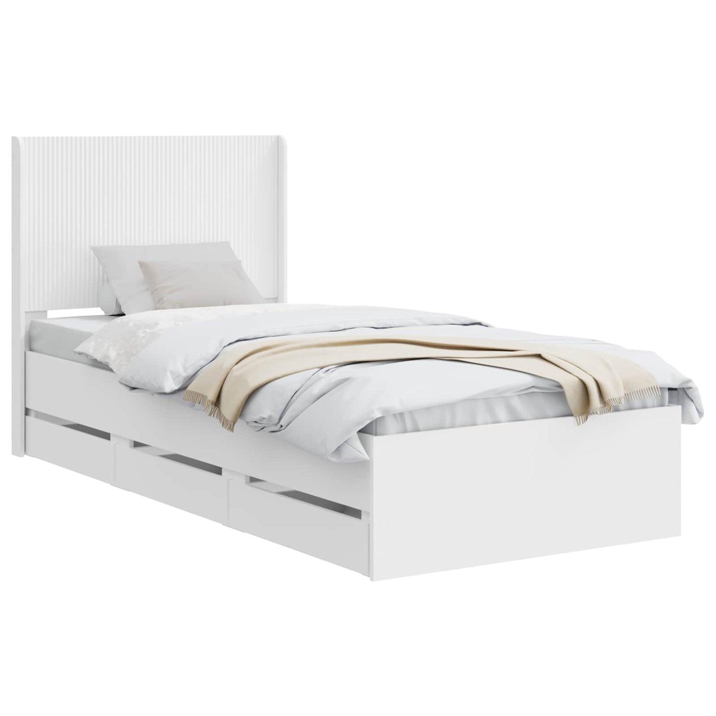vidaXL Bed Frame with Storage and Headboard White 90 x 200 cm