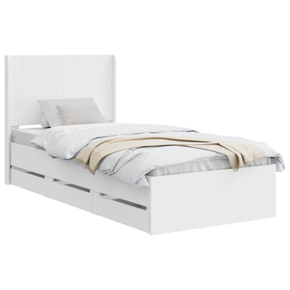 vidaXL Bed Frame with Storage and Headboard White 90 x 200 cm