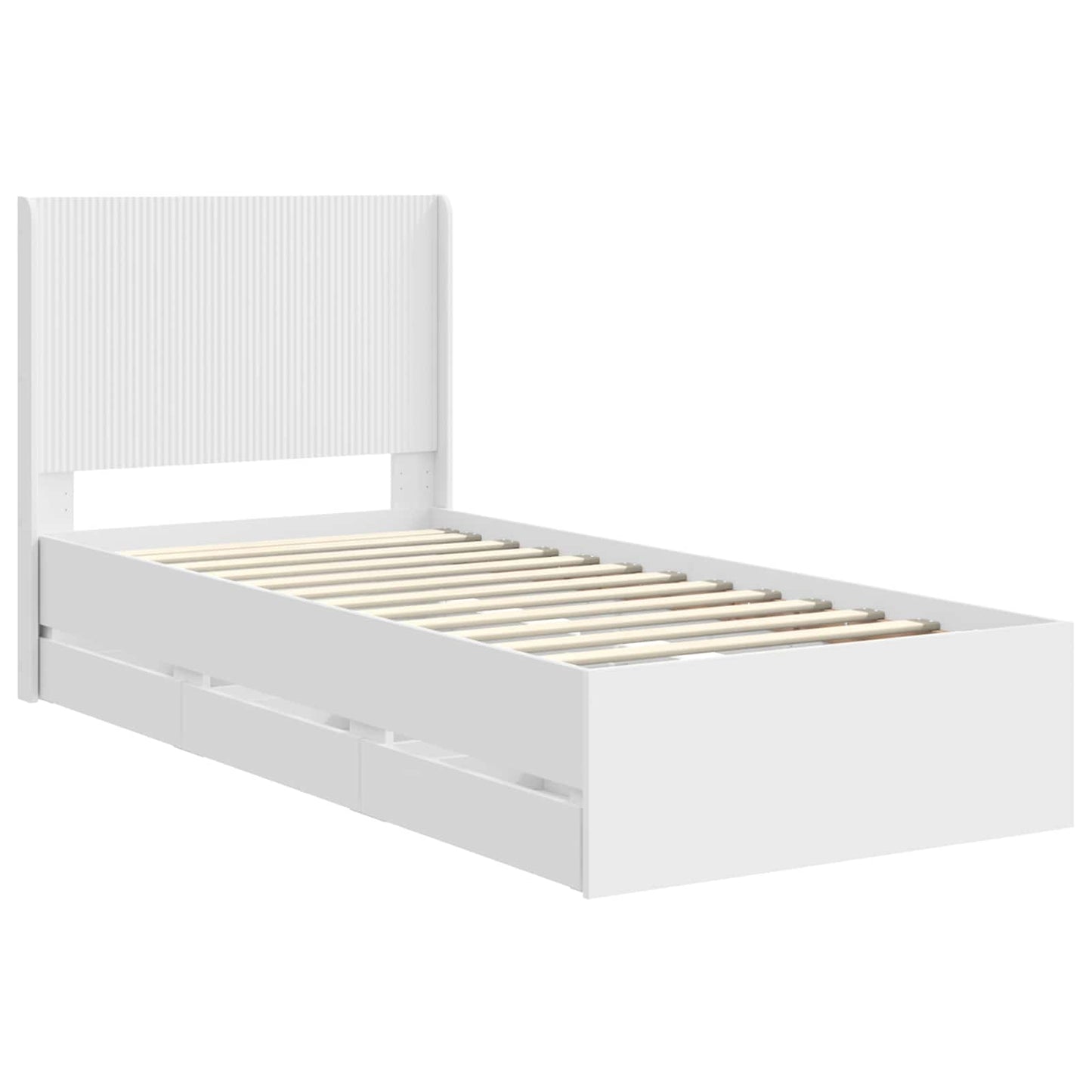 vidaXL Bed Frame with Storage and Headboard White 90 x 200 cm