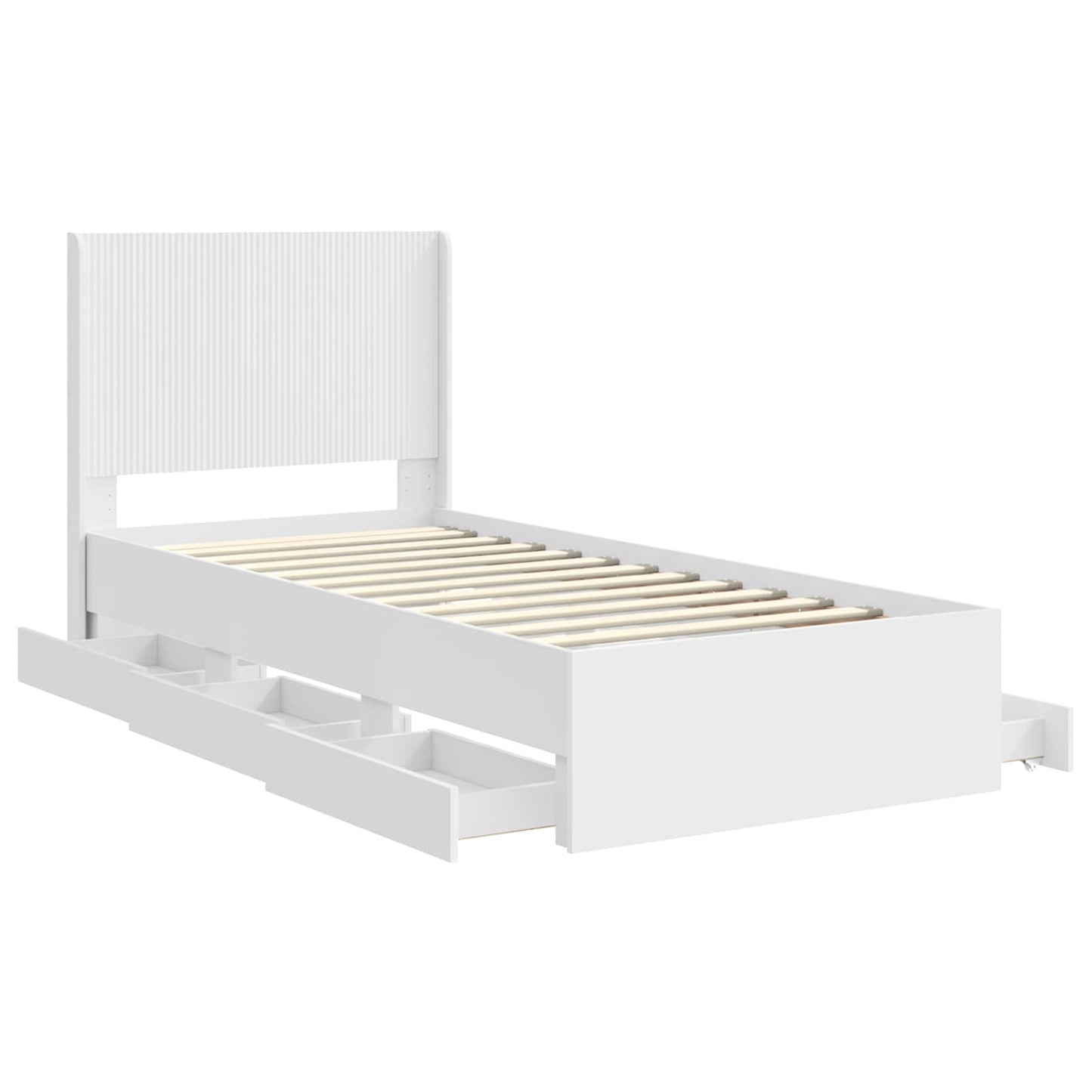 vidaXL Bed Frame with Storage and Headboard White 90 x 200 cm