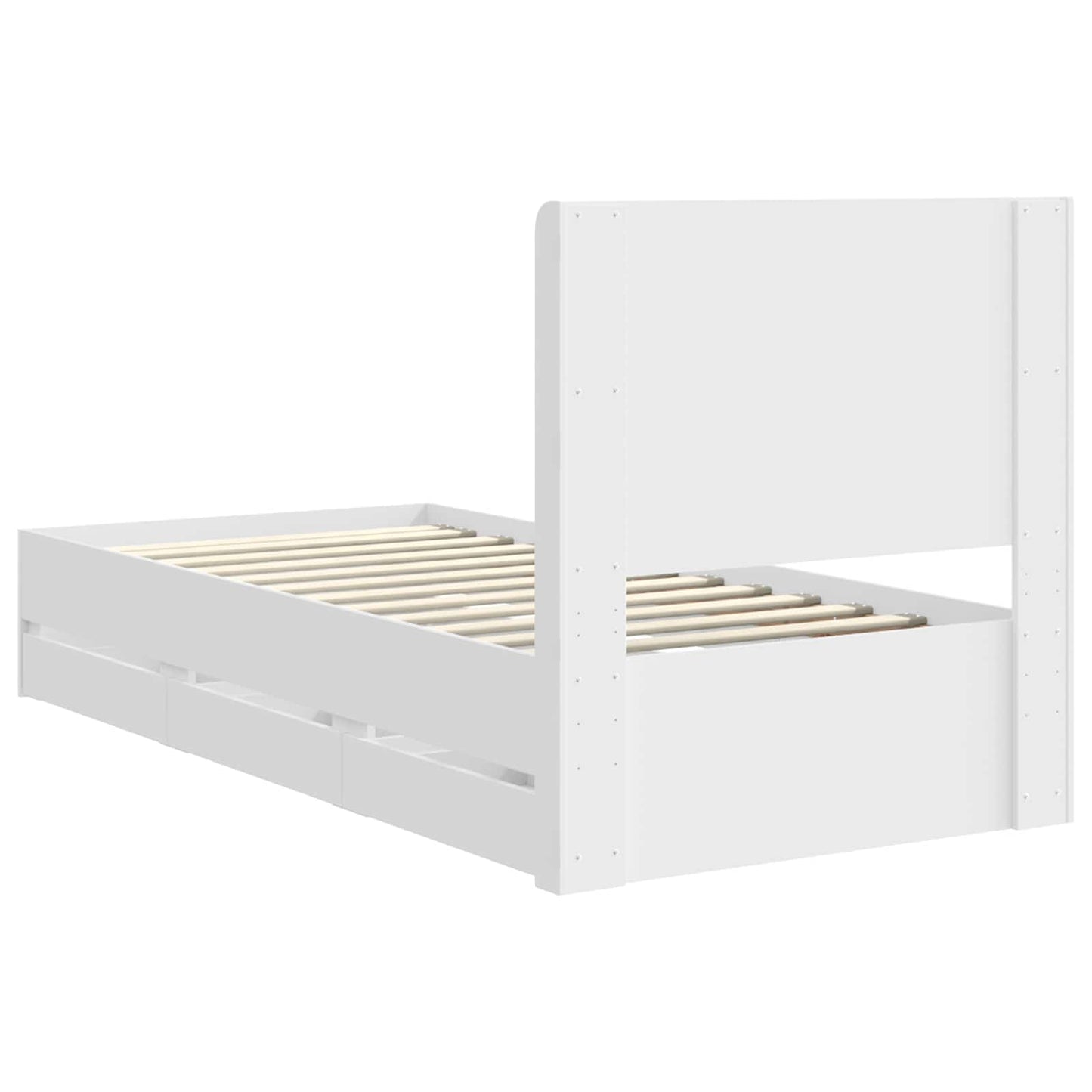 vidaXL Bed Frame with Storage and Headboard White 90 x 200 cm