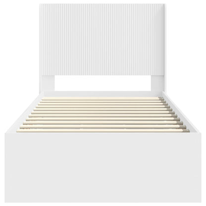 vidaXL Bed Frame with Storage and Headboard White 90 x 200 cm