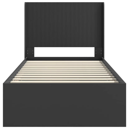 vidaXL Bed Frame with Storage and Headboard Black 90 x 200 cm