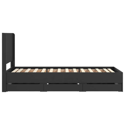 vidaXL Bed Frame with Storage and Headboard Black 90 x 200 cm