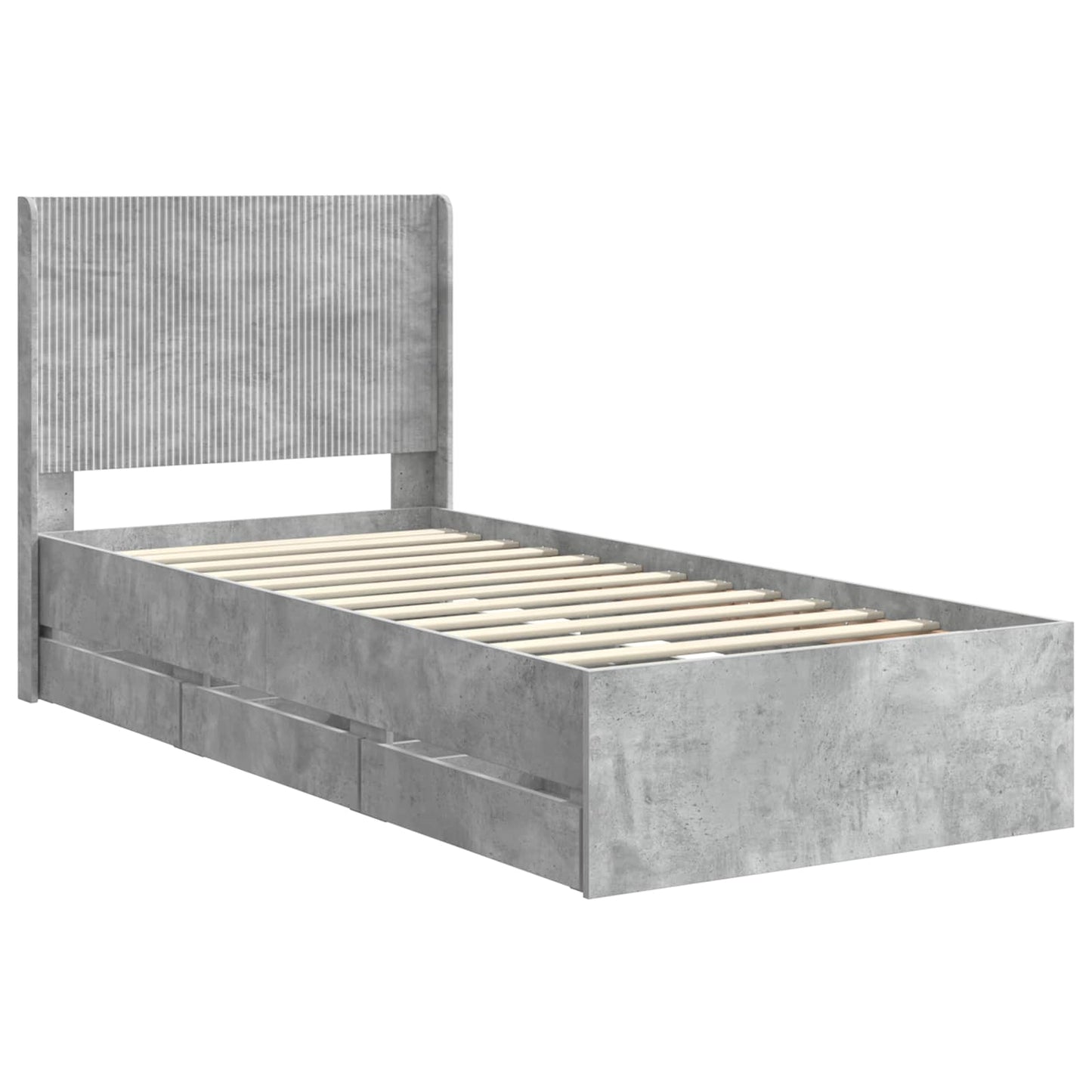 vidaXL Bed Frame with Storage and Headboard Concrete Grey 90 x 200 cm