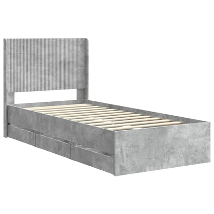 vidaXL Bed Frame with Storage and Headboard Concrete Grey 90 x 200 cm