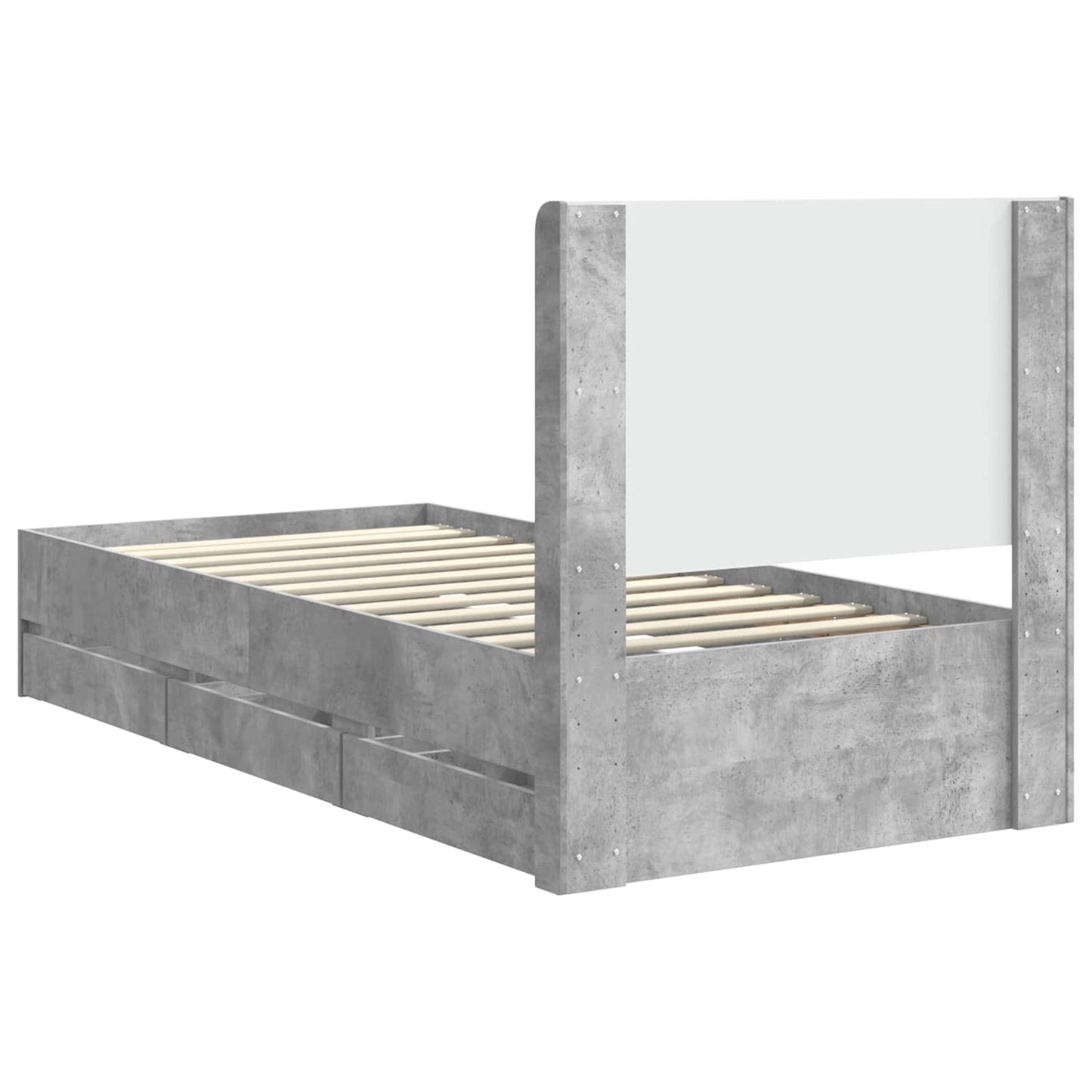 vidaXL Bed Frame with Storage and Headboard Concrete Grey 90 x 200 cm