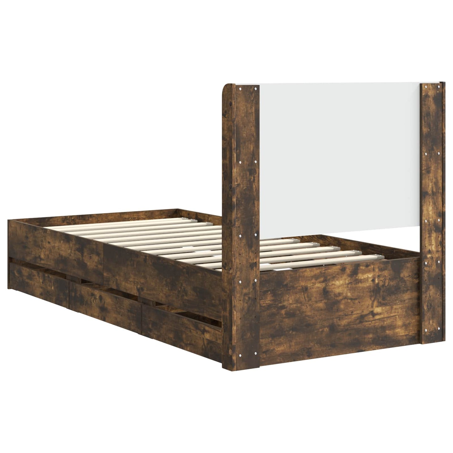 vidaXL Bed Frame with Storage and Headboard Smoked Oak 90 x 200 cm