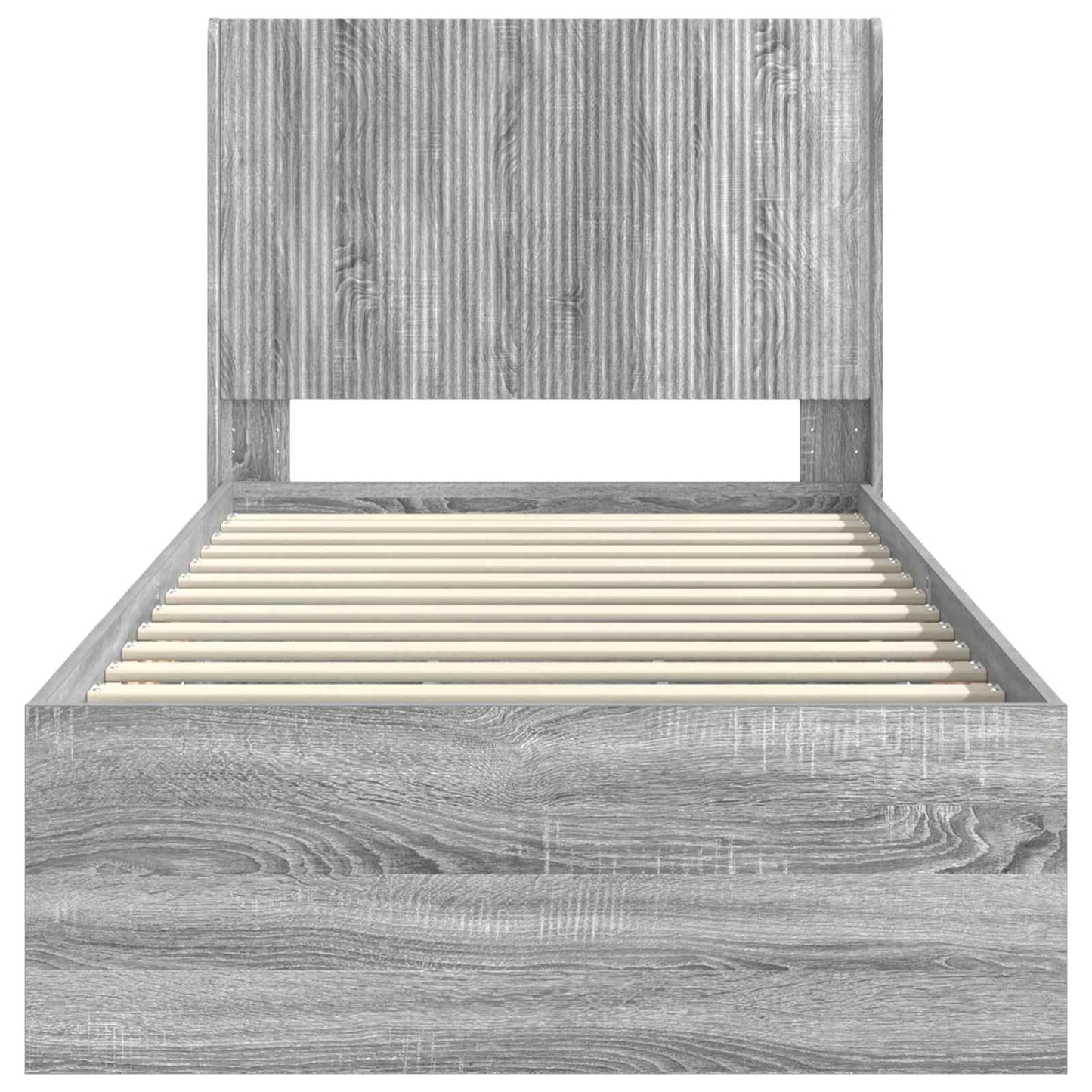 vidaXL Bed Frame with Storage and Headboard Grey Sonoma 90 x 200 cm