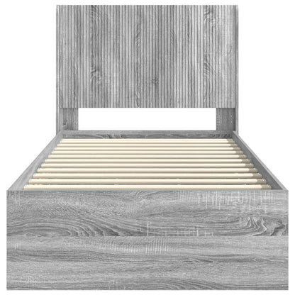vidaXL Bed Frame with Storage and Headboard Grey Sonoma 90 x 200 cm