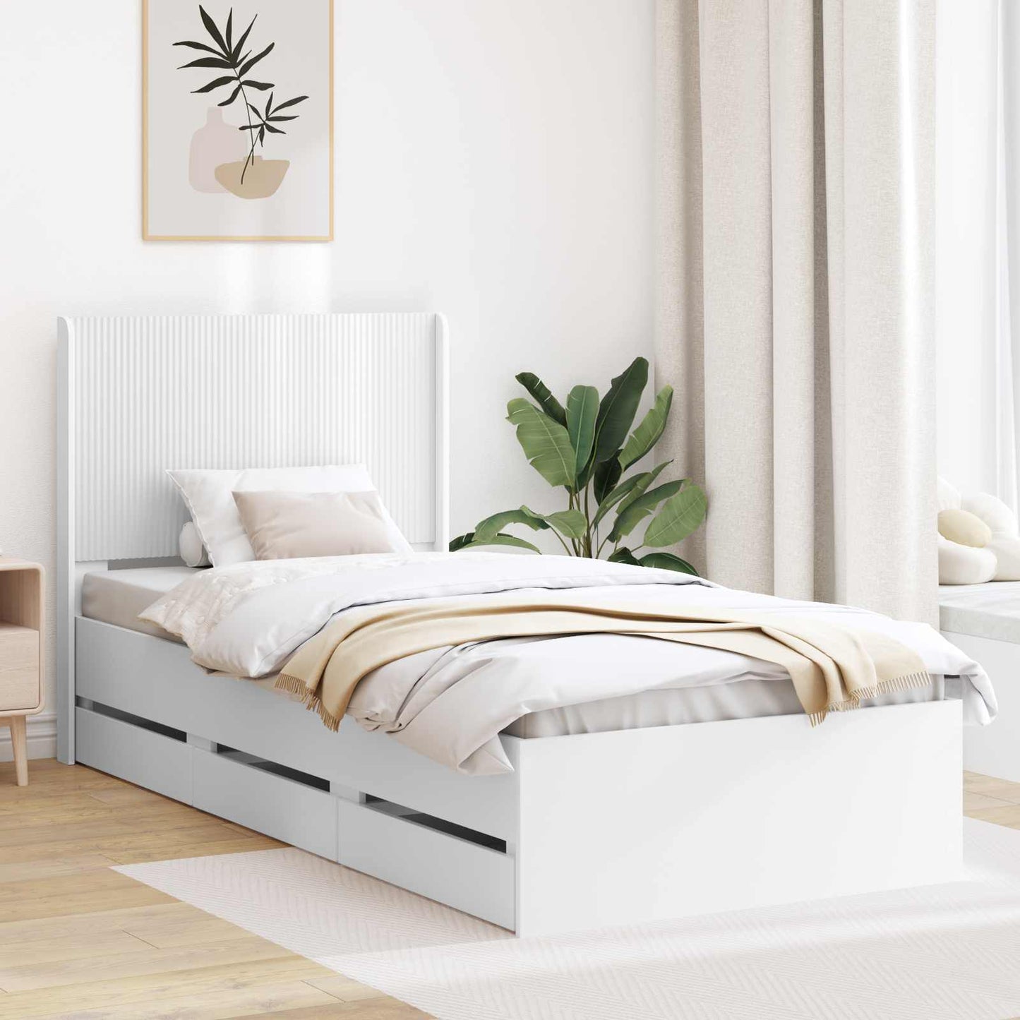 vidaXL Bed Frame with Storage and Headboard White 90 x 190 cm
