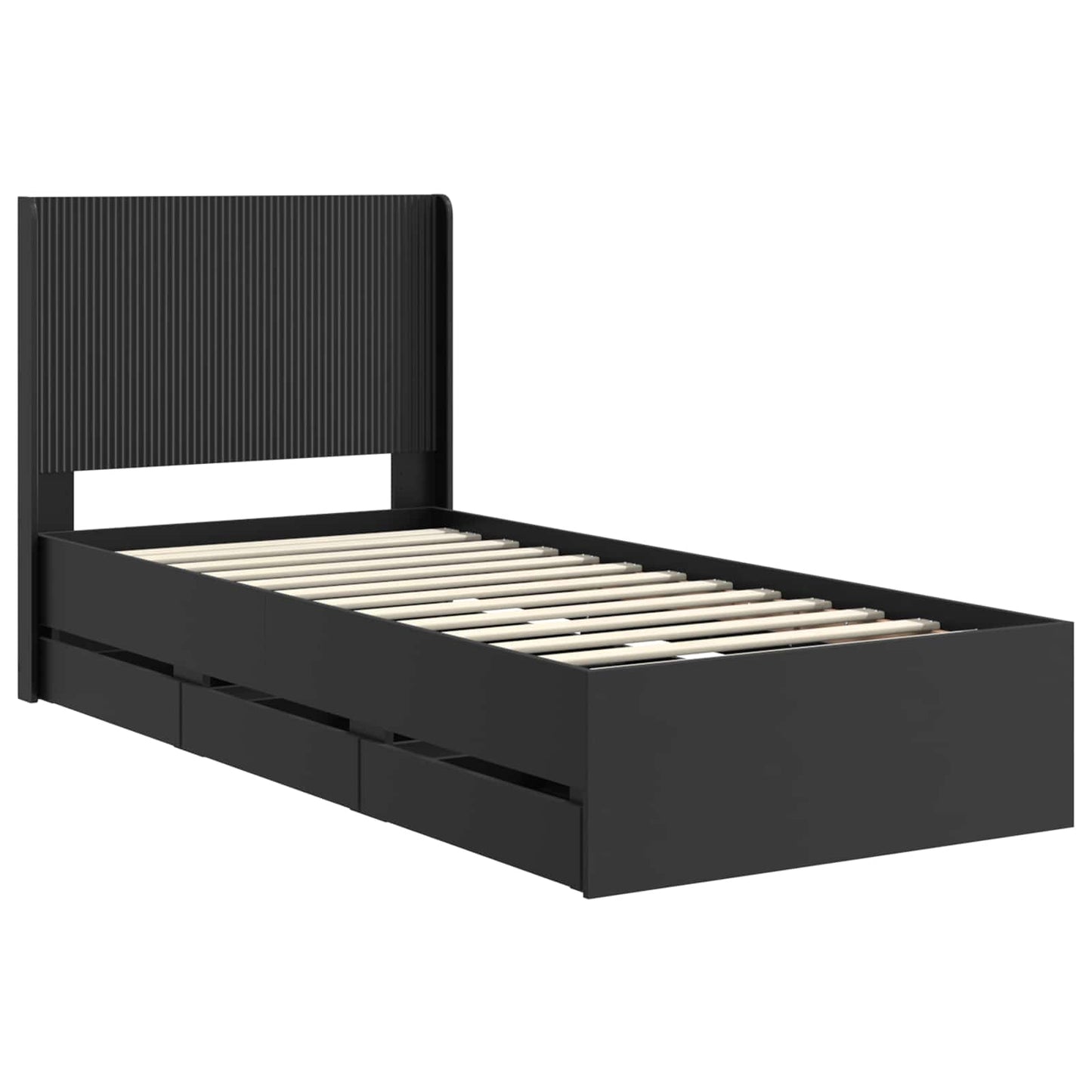 vidaXL Bed Frame with Storage and Headboard Black 90 x 190 cm