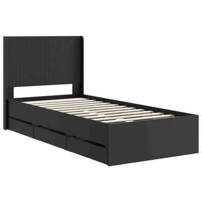 vidaXL Bed Frame with Storage and Headboard Black 90 x 190 cm