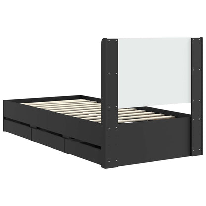 vidaXL Bed Frame with Storage and Headboard Black 90 x 190 cm