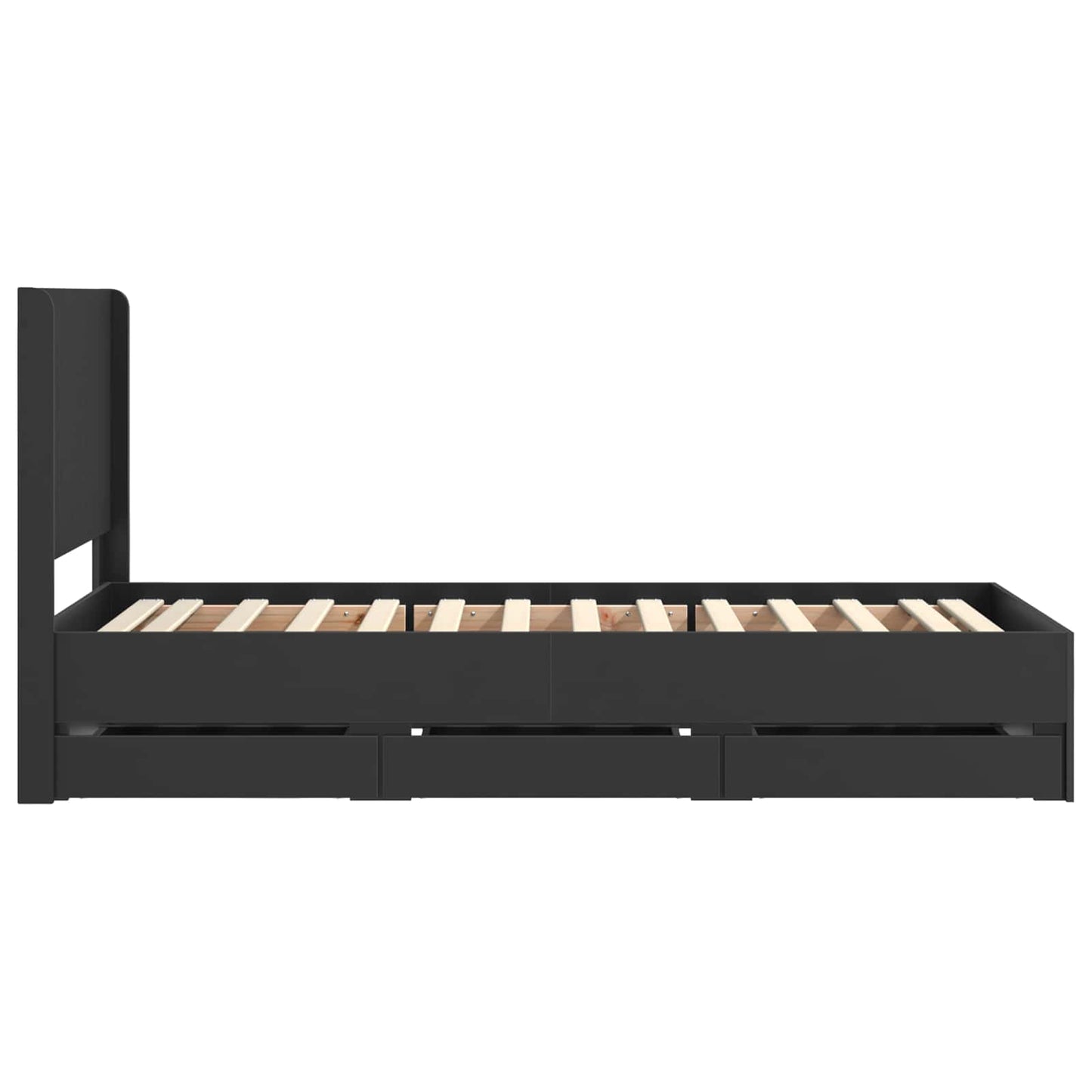 vidaXL Bed Frame with Storage and Headboard Black 90 x 190 cm