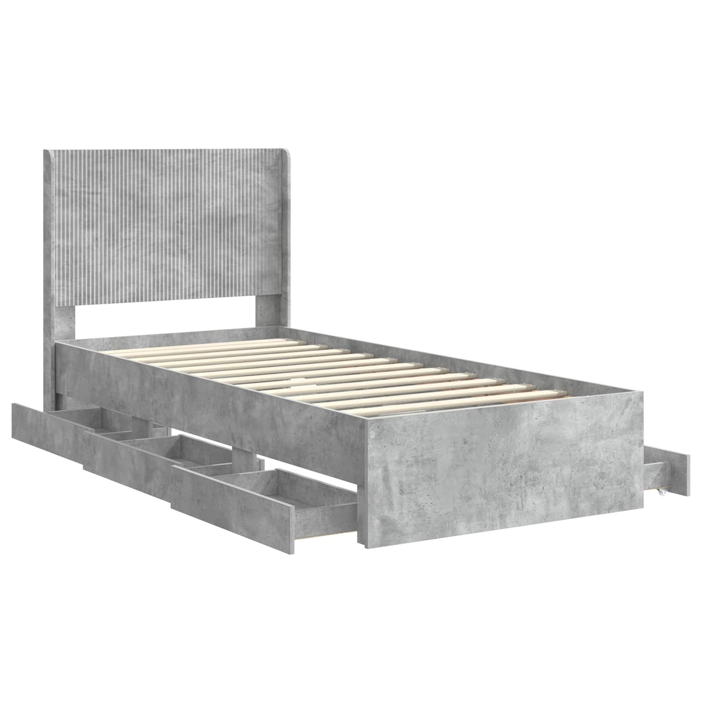 vidaXL Bed Frame with Storage and Headboard Concrete Grey 90 x 190 cm