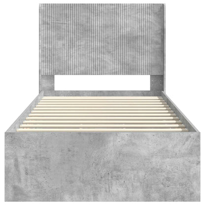 vidaXL Bed Frame with Storage and Headboard Concrete Grey 90 x 190 cm