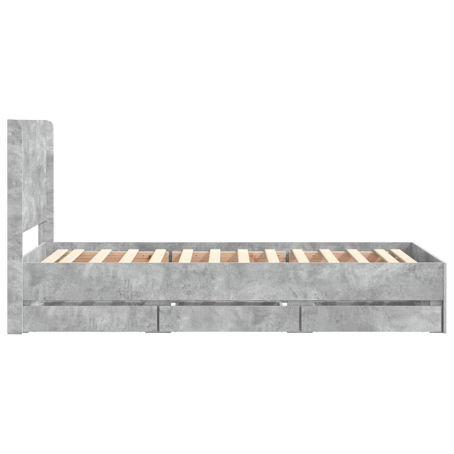 vidaXL Bed Frame with Storage and Headboard Concrete Grey 90 x 190 cm