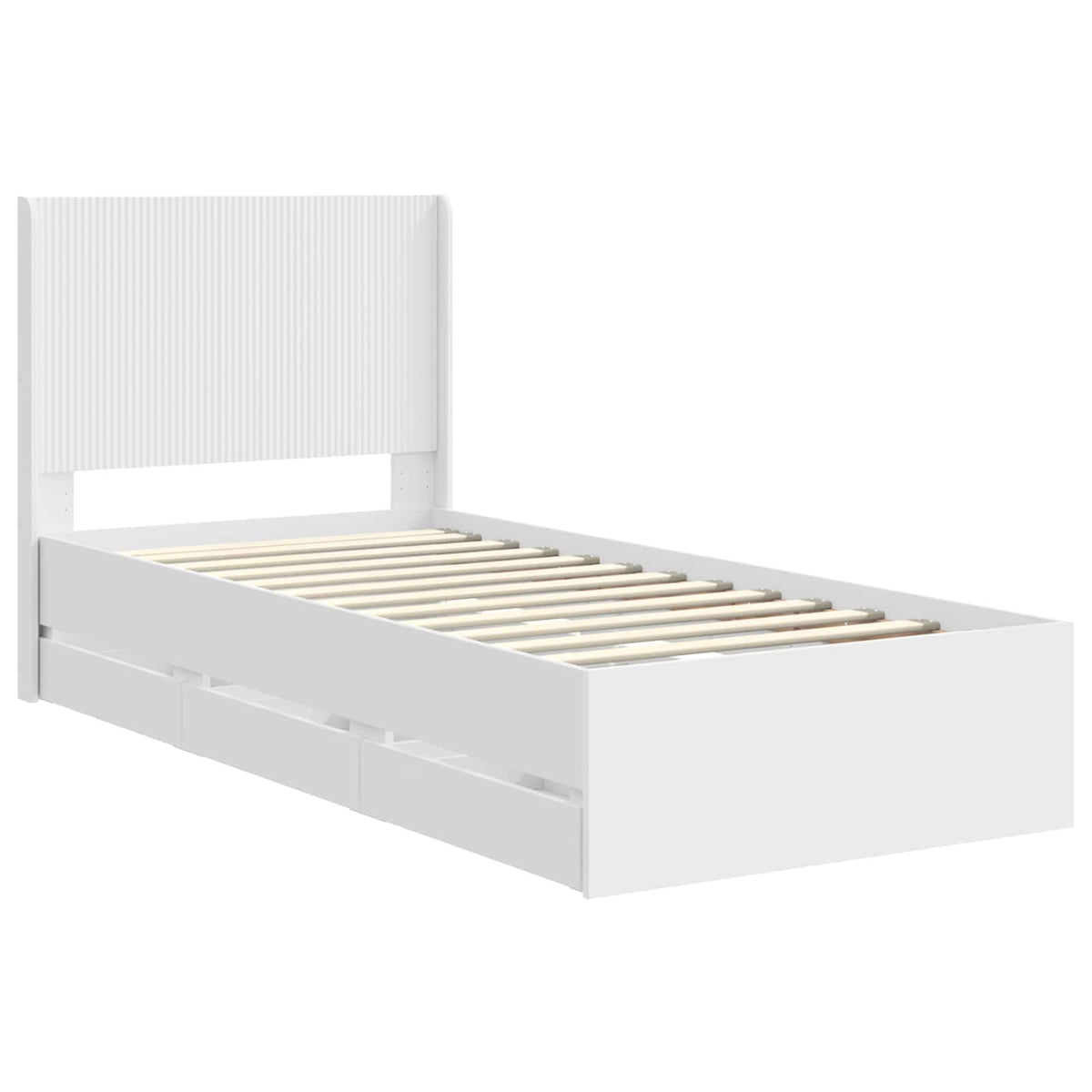 vidaXL Bed Frame with Storage and Headboard White 75 x 190 cm