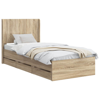 vidaXL Bed Frame with Storage and Headboard Sonoma Oak 75 x 190 cm