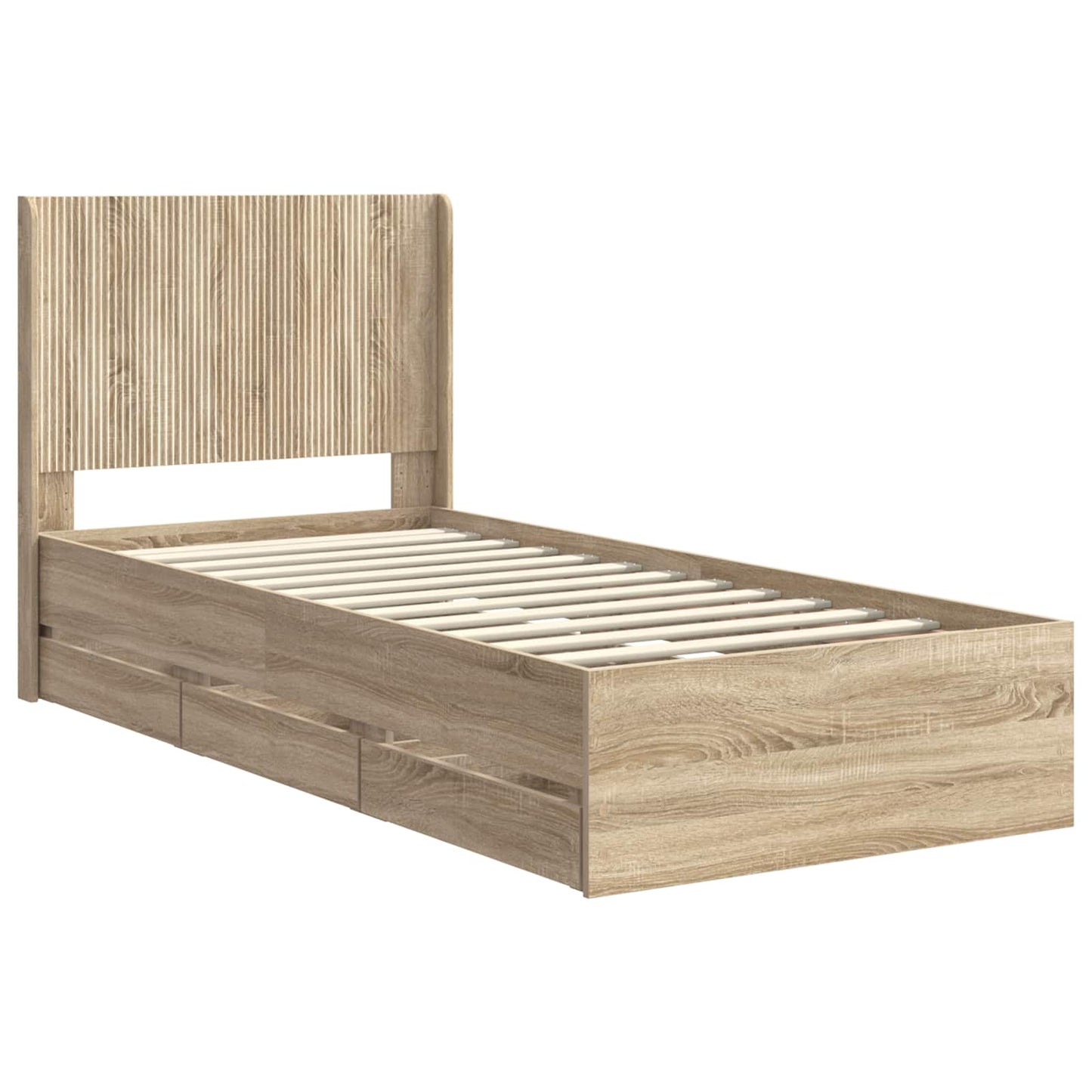 vidaXL Bed Frame with Storage and Headboard Sonoma Oak 75 x 190 cm