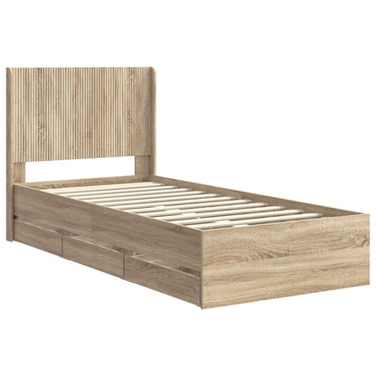 vidaXL Bed Frame with Storage and Headboard Sonoma Oak 75 x 190 cm