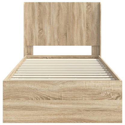 vidaXL Bed Frame with Storage and Headboard Sonoma Oak 75 x 190 cm