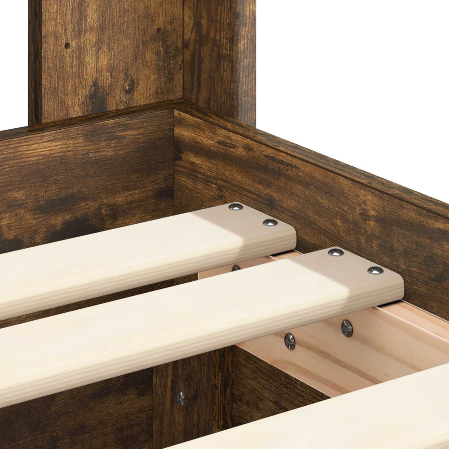 vidaXL Bed Frame with Storage and Headboard Smoked Oak 75 x 190 cm